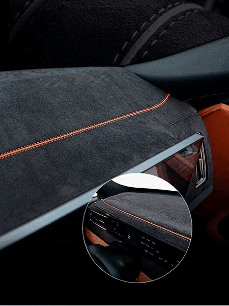 Накидка, накладка на переднюю панель, "торпедо" Lixiang L9, с оранжевой строчкой