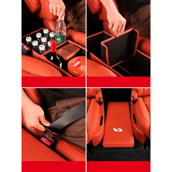 Органайзер, ящик между сиденьями из эко кожи, Lixiang L8, L9, оранжевого цвета