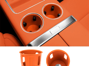 Силиконовые вставки в подстаканники переднего ряда Lixiang L6, L7, L8, L9, оранжевого цвета, комплект 2 шт