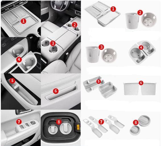 Набор силиконовых накладок в салон Lixiang L8, Белого цвета, рестайлинг 2024