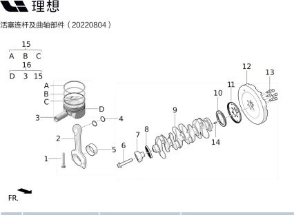 Кольца поршневые в сборе для E15M-25040001 для Lixiang L9 2022-2023