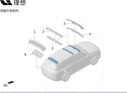 Задняя поперечина верхней крышки внутренняя панель в сборе X01-90000252 для Lixiang L9 2022-2023